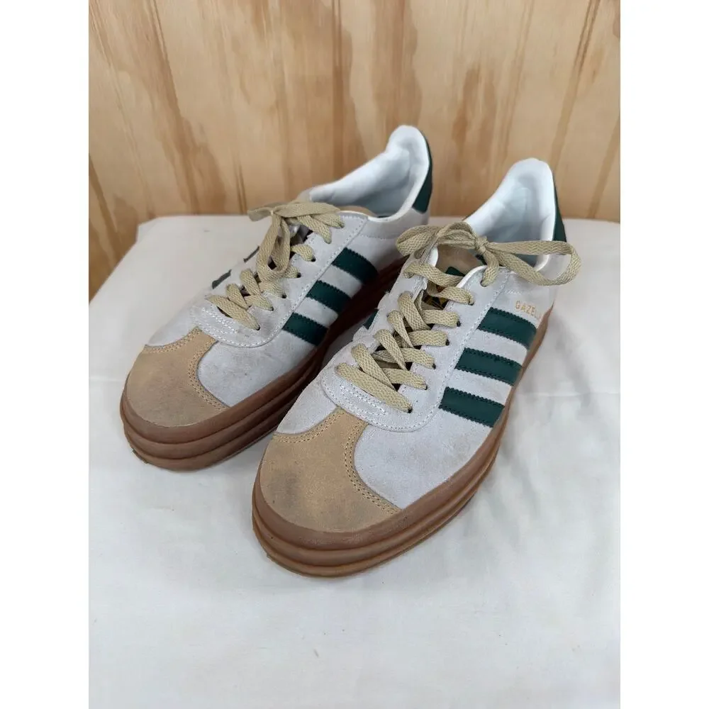 Adidas Gazelle Bold Platform Sneakers Cream Tan Green Women 8.5 Streetwear Retro